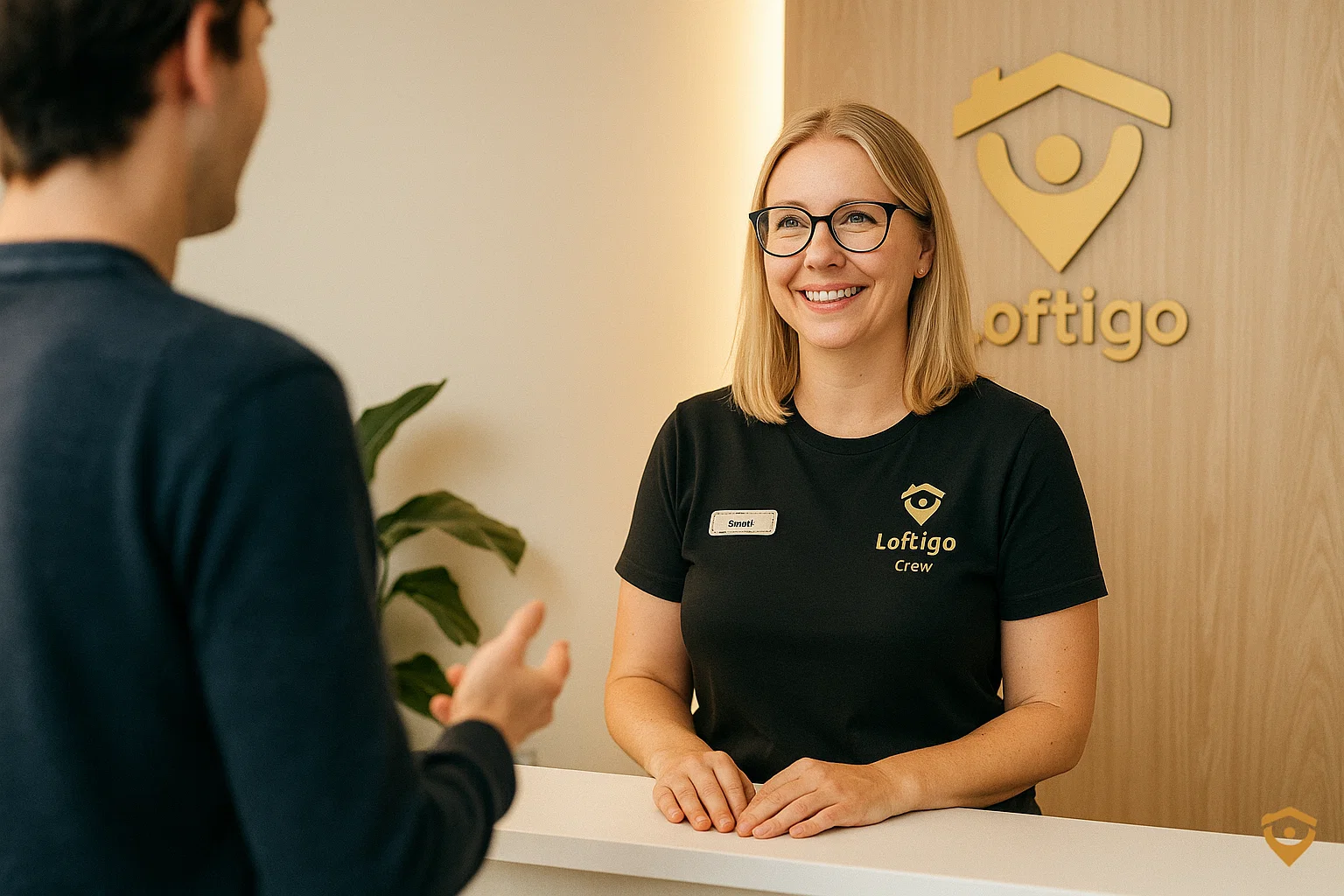 Guest asking a question at reception